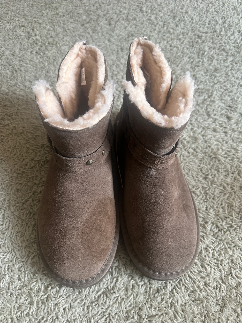 Bearpaw Cozy Brown Suede Shearling Boots Sz 8 NWT - Picture 2 of 5